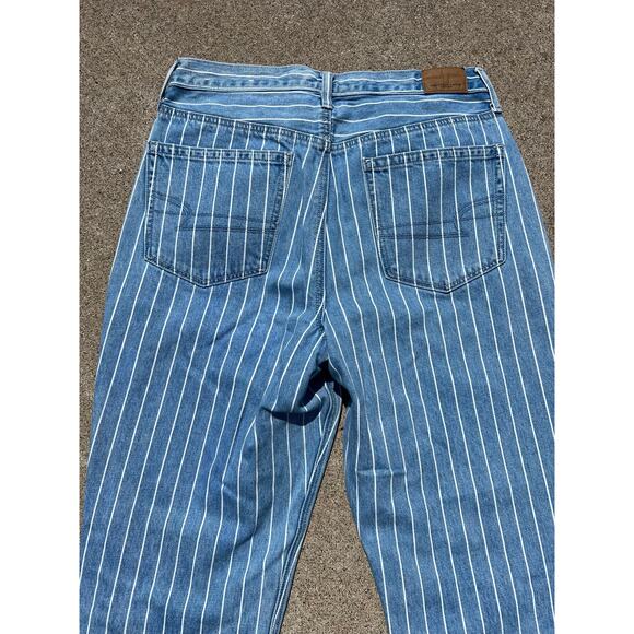 American Eagle Pants Women Size 6 Regular Cotton Denim Pinstripe Mom Jeans Boho - Picture 4 of 8